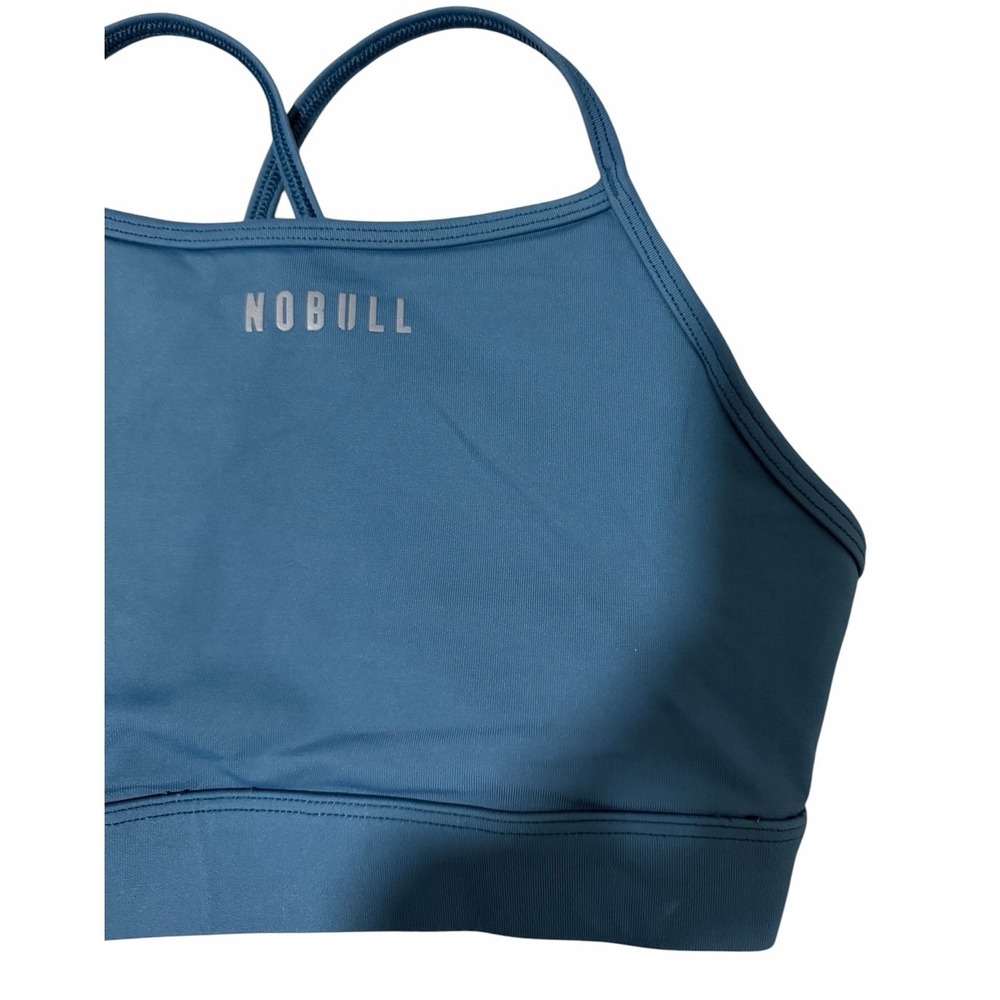 NoBull High Neck Sports Bra Steele Blue Activewear Yoga Women's Size Small - Picture 7 of 11